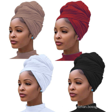 UNIQ Designer Head Wraps Turban Head Wrap Knit Headwraps Urban Hair Scarf Solid Color Long Breathable Head Band Tie for Women